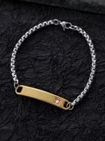 Retro Simple Style Square Stainless Steel Inlay Zircon Gold Plated Unisex Bracelets sku image 1