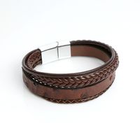 IG Style Simple Style Solid Color Pu Leather Alloy Knitting Men's Bangle sku image 4