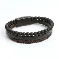 Punk Streetwear Solid Color Pu Leather Ferroalloy Men's Bangle sku image 1