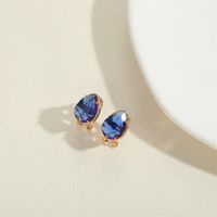 1 Pair Vintage Style Simple Style Commute Water Droplets Inlay Copper Zircon 14K Gold Plated Ear Studs main image 3