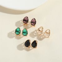 1 Pair Vintage Style Simple Style Commute Water Droplets Inlay Copper Zircon 14K Gold Plated Ear Studs main image 6