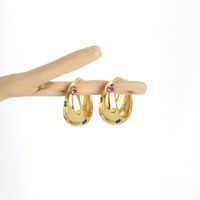 1 Pair Elegant Retro U Shape Sterling Silver Plating Inlay Zircon White Gold Plated Gold Plated Earrings main image 5
