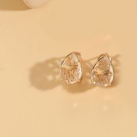 1 Pair Vintage Style Simple Style Commute Water Droplets Inlay Copper Zircon 14K Gold Plated Ear Studs sku image 1