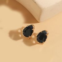 1 Pair Vintage Style Simple Style Commute Water Droplets Inlay Copper Zircon 14K Gold Plated Ear Studs sku image 3