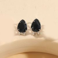 1 Pair Vintage Style Simple Style Commute Water Droplets Inlay Copper Zircon 14K Gold Plated Ear Studs sku image 4