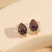 1 Pair Vintage Style Simple Style Commute Water Droplets Inlay Copper Zircon 14K Gold Plated Ear Studs sku image 7