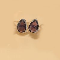 1 Pair Vintage Style Simple Style Commute Water Droplets Inlay Copper Zircon 14K Gold Plated Ear Studs sku image 8