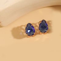1 Pair Vintage Style Simple Style Commute Water Droplets Inlay Copper Zircon 14K Gold Plated Ear Studs sku image 9