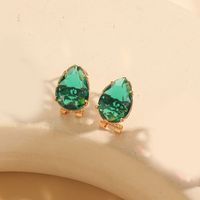 1 Pair Vintage Style Simple Style Commute Water Droplets Inlay Copper Zircon 14K Gold Plated Ear Studs sku image 11