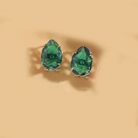 1 Pair Vintage Style Simple Style Commute Water Droplets Inlay Copper Zircon 14K Gold Plated Ear Studs sku image 12