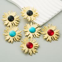 1 Pair Luxurious Flower Plating Inlay Alloy Resin Resin Gold Plated Ear Studs main image 3