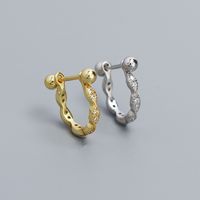 1 Paar IG-Stil Einfacher Stil Geometrisch Überzug Inlay Sterling Silber Künstlicher Diamant Ohrringe main image 3