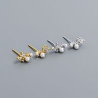 1 Pair IG Style Simple Style Geometric Plating Inlay Sterling Silver Artificial Pearls Artificial Diamond Ear Studs main image 3
