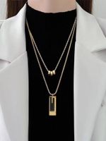 Casual Simple Style Geometric Alloy White Gold Plated Unisex Double Layer Necklaces main image 3