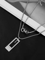 Casual Simple Style Geometric Alloy White Gold Plated Unisex Double Layer Necklaces main image 4