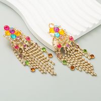 1 Pair Casual Tassel Plating Inlay Alloy Rhinestones Gold Plated Silver Plated Drop Earrings main image 4