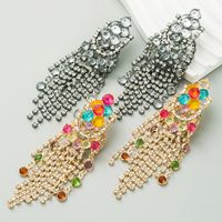 1 Pair Casual Tassel Plating Inlay Alloy Rhinestones Gold Plated Silver Plated Drop Earrings main image 1