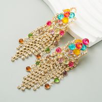 1 Pair Casual Tassel Plating Inlay Alloy Rhinestones Gold Plated Silver Plated Drop Earrings main image 3