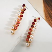 1 Pair Elegant Luxurious Color Block Plating Inlay Alloy Pearl Gold Plated Drop Earrings main image 4