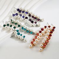 1 Pair Elegant Luxurious Color Block Plating Inlay Alloy Pearl Gold Plated Drop Earrings main image 3