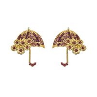 1 Pair Casual Umbrella Inlay Alloy Rhinestones Gold Plated Silver Plated Ear Studs main image 5