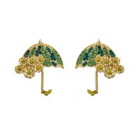 1 Pair Casual Umbrella Inlay Alloy Rhinestones Gold Plated Silver Plated Ear Studs main image 6