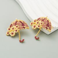 1 Pair Casual Umbrella Inlay Alloy Rhinestones Gold Plated Silver Plated Ear Studs main image 4