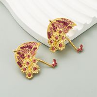 1 Pair Casual Umbrella Inlay Alloy Rhinestones Gold Plated Silver Plated Ear Studs main image 3