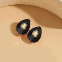 1 Pair Vintage Style Simple Style Commute Water Droplets Enamel Inlay Copper Acrylic Zircon 14K Gold Plated Ear Studs sku image 2