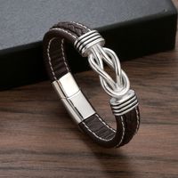 Punk Simple Style Knot Stainless Steel Pu Leather Men's Bangle sku image 1