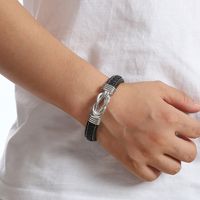 Punk Simple Style Knot Stainless Steel Pu Leather Men's Bangle main image 9