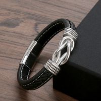Punk Simple Style Knot Stainless Steel Pu Leather Men's Bangle main image 6