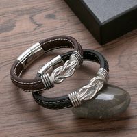 Punk Simple Style Knot Stainless Steel Pu Leather Men's Bangle main image 1