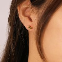 1 Pair Casual Simple Style Heart Shape Stainless Steel Zircon Ear Studs main image 3