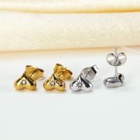 1 Pair Casual Simple Style Heart Shape Stainless Steel Zircon Ear Studs main image 4