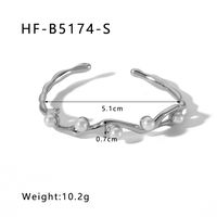 Acier Inoxydable Plaqué Or 18K Style IG Géométrique Incruster Perles Artificielles Bracelet sku image 2