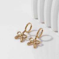 1 Pair IG Style Bow Knot Plating Titanium Steel Drop Earrings main image 5