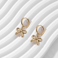 1 Pair IG Style Bow Knot Plating Titanium Steel Drop Earrings main image 3