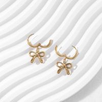 1 Pair IG Style Bow Knot Plating Titanium Steel Drop Earrings main image 2