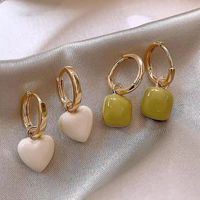1 Pair Casual Simple Style Square Heart Shape Enamel Alloy Drop Earrings main image 1