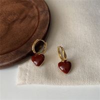 1 Pair Casual Simple Style Square Heart Shape Enamel Alloy Drop Earrings sku image 2