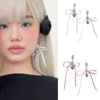 1 Pair Sweet Heart Shape Bow Knot Plating Inlay Alloy Artificial Pearls Drop Earrings main image 1