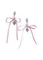 1 Pair Sweet Heart Shape Bow Knot Plating Inlay Alloy Artificial Pearls Drop Earrings main image 4
