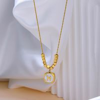 304 Stainless Steel Classic Style Plating Inlay Letter Shell Pendant Necklace main image 6
