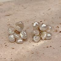 1 Pair Vacation Flower Enamel Plating Imitation Pearl Copper 18K Gold Plated Ear Studs main image 3