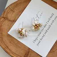 1 Pair Vacation Flower Enamel Plating Imitation Pearl Copper 18K Gold Plated Ear Studs main image 5