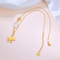 304 Stainless Steel Jade 18K Gold Plated Vintage Style Simple Style Plating Hollow Out O-Shape Horse Pendant Necklace main image 1