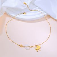 304 Stainless Steel Jade 18K Gold Plated Vintage Style Simple Style Plating Hollow Out O-Shape Horse Pendant Necklace main image 4