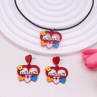 Cute Simple Style Letter Heart Shape Arylic Printing Mother'S Day Women's Drop Earrings 1 Set 1 Pair sku image 6