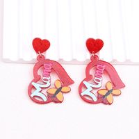Cute Simple Style Letter Heart Shape Arylic Printing Mother'S Day Women's Drop Earrings 1 Set 1 Pair sku image 2